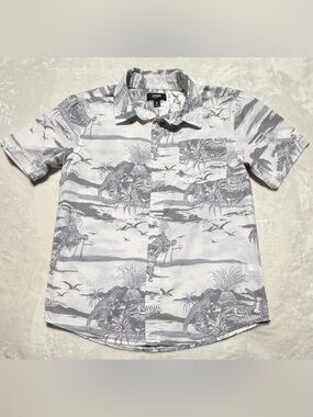 urban pipeline White & Gray Tropical Animal Print Short Sleeve Button-Up